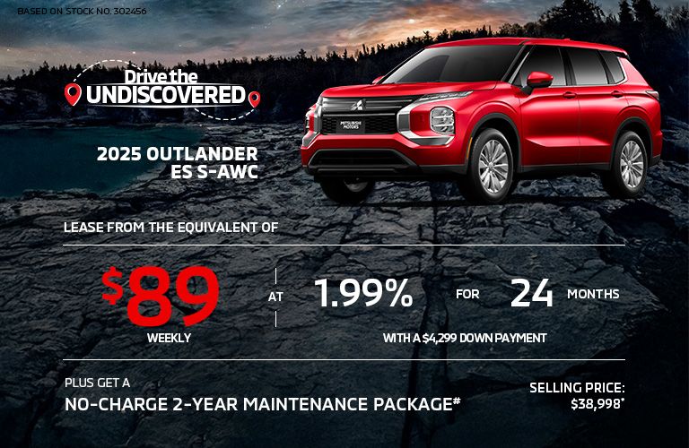 Lease a 2025 Mitsubishi Outlander ES S-AWC for as low as $89 weekly*