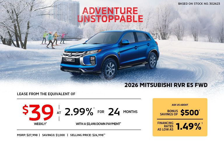 Lease a 2026 Mitsubishi RVR ES FWD for as low as $39 weekly*