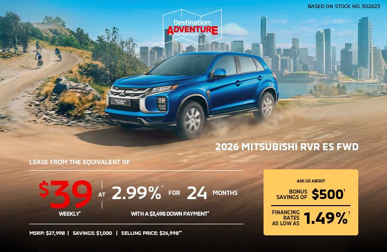Lease a 2026 Mitsubishi RVR ES FWD for as low as $39 weekly*