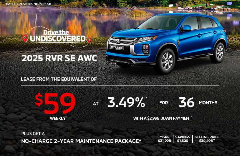 Lease a 2025 Mitsubishi RVR SE AWC for as low as $59 weekly*