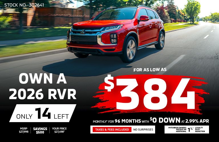 14 Left! Own a 2026 Mitsubishi RVR for as low as $384 monthly*
