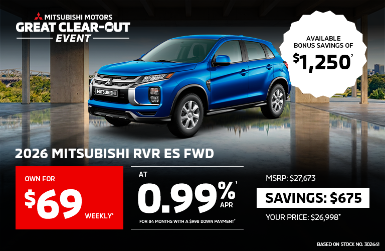 Own a 2026 Mitsubishi RVR ES FWD for as low as $69 weekly*