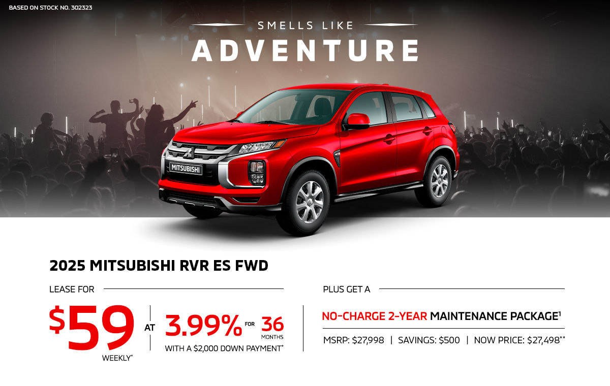 ease a 2025 Mitsubishi RVR ES FWD for as low as $59 weekly*