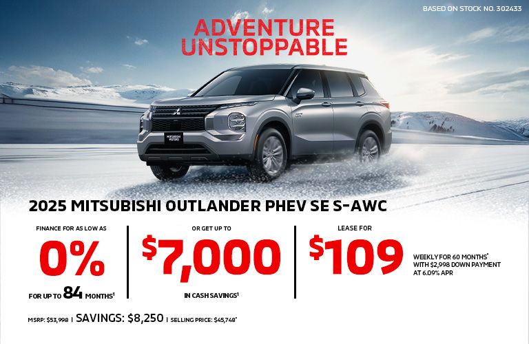 Lease a 2025 Mitsubishi Outlander PHEV SE S-AWC for as low as $109 weekly*