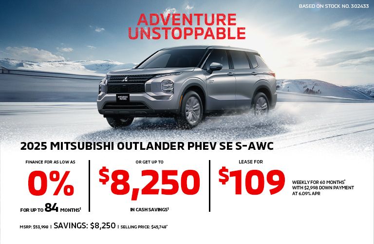 Lease a 2025 Mitsubishi Outlander PHEV SE S-AWC for as low as $109 weekly*