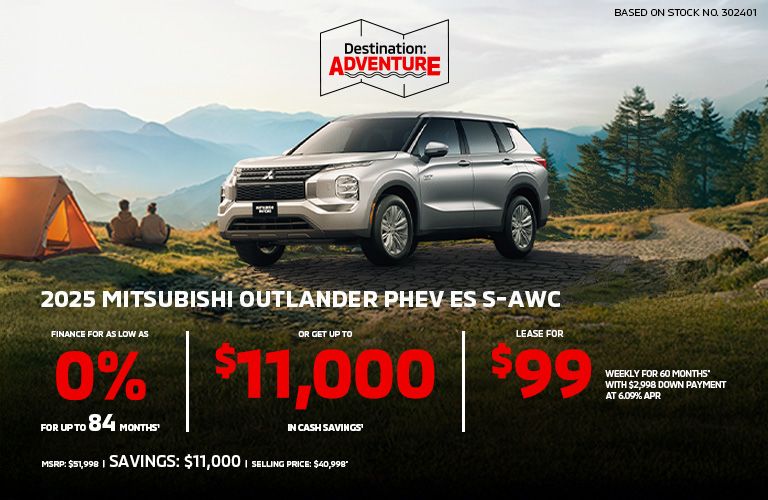 Lease a 2025 Mitsubishi Outlander PHEV ES S-AWC for as low as $99 weekly*