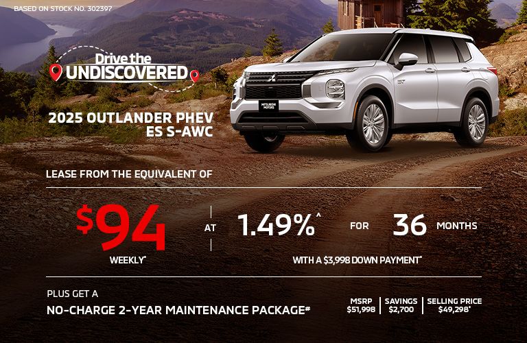 Lease a 2025 Mitsubishi Outlander PHEV ES S-AWC for as low as $94 weekly*