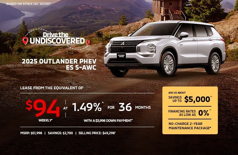 Lease a 2025 Mitsubishi Outlander PHEV ES S-AWC for as low as $94 weekly*