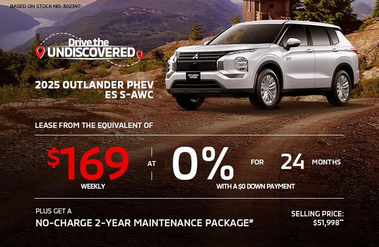Lease a 2025 Mitsubishi Outlander PHEV ES S-AWC for as low as $169 weekly*