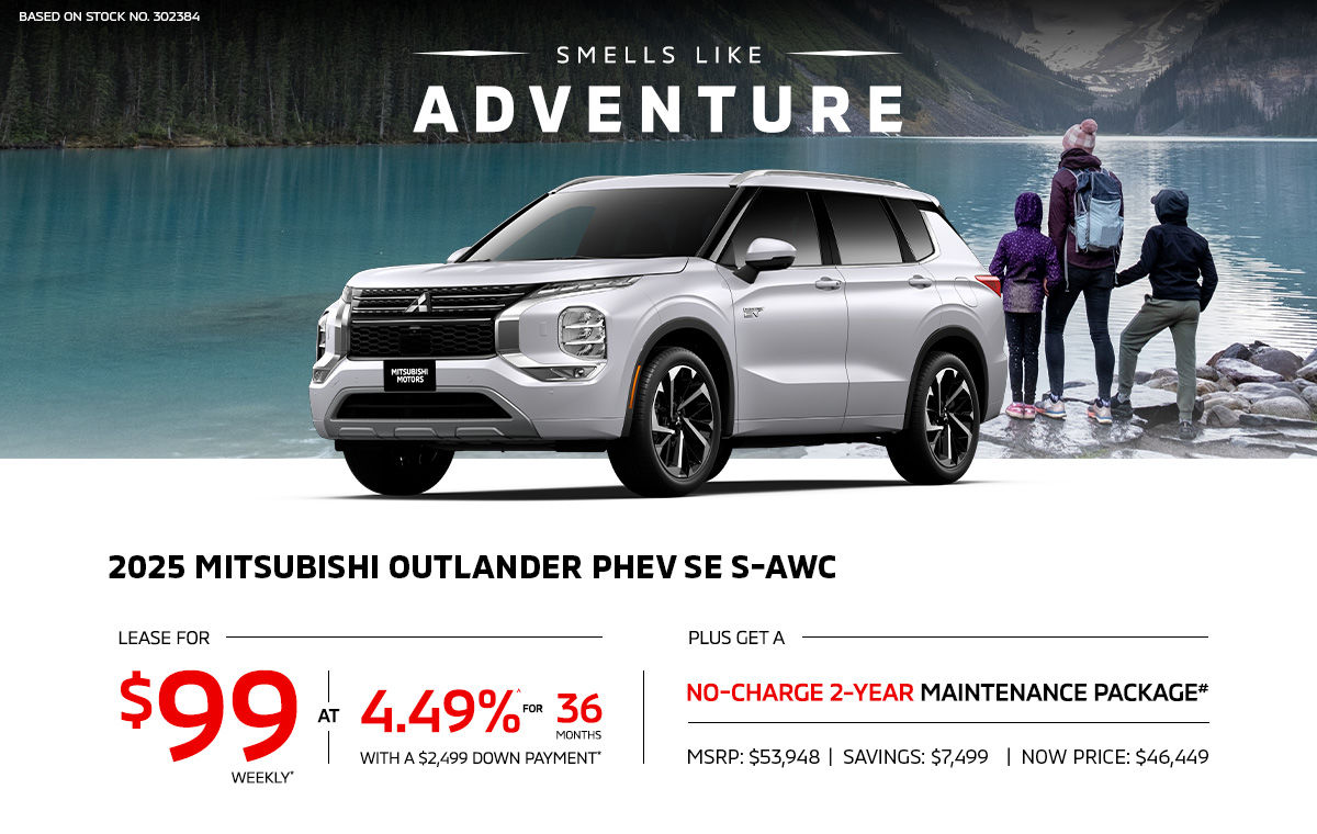 Lease a 2025 Mitsubishi Outlander PHEV SE S-AWC for as low as $99 weekly*