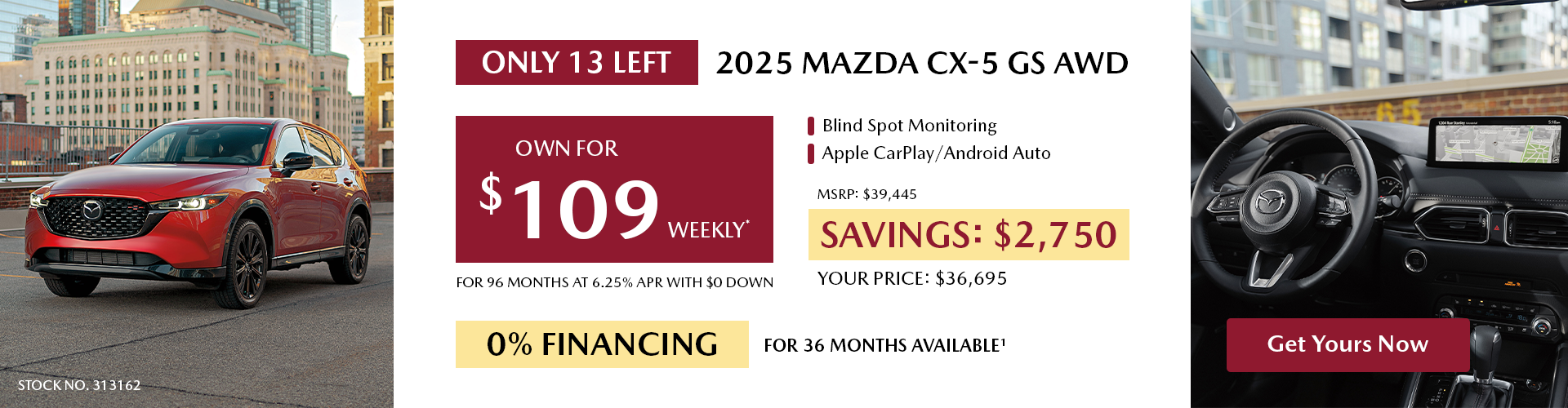 Own a 2025 Mazda CX-5 GS AWD for $109 per week*