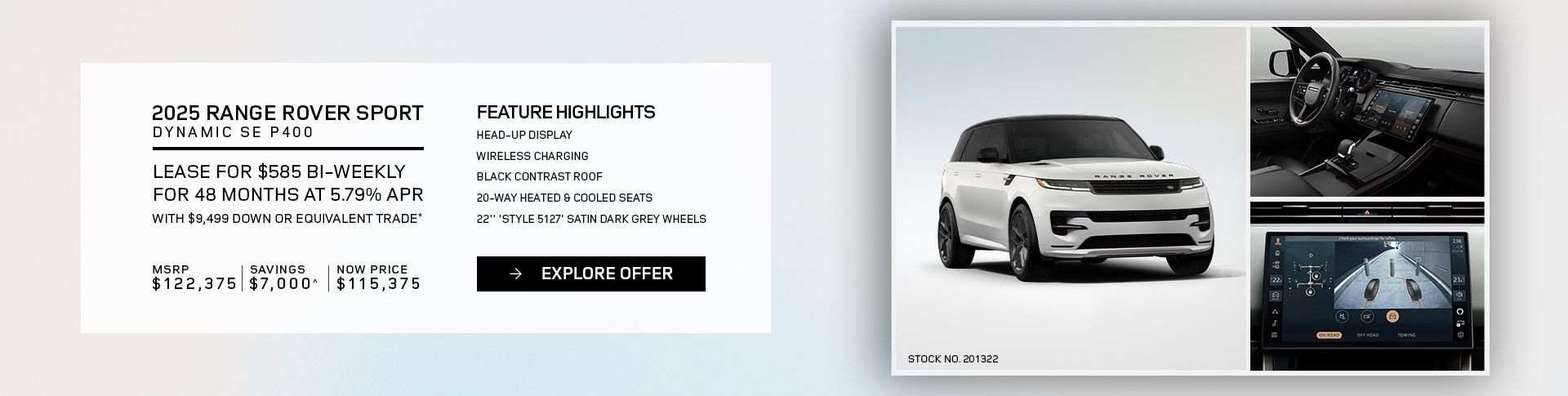 Lease a 2025 Range Rover Sport Dynamic SE P400 for $665 bi-weekly*