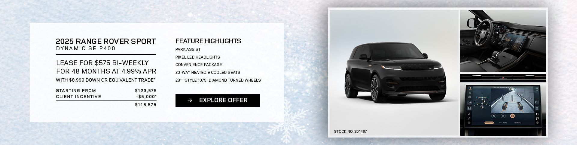 Lease a 2025 Range Rover Sport Dynamic SE P400 for $575 bi-weekly*