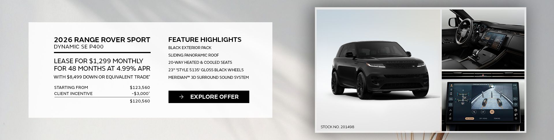 Lease a 2026 Range Rover Sport Dynamic SE P400 for $1,299 monthly*