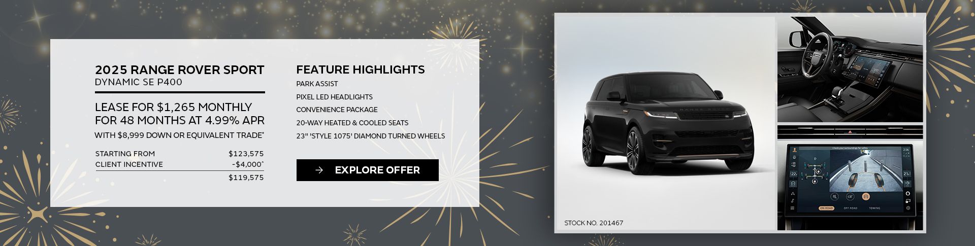 Lease a 2025 Range Rover Sport Dynamic SE P400 for $1,265 monthly*