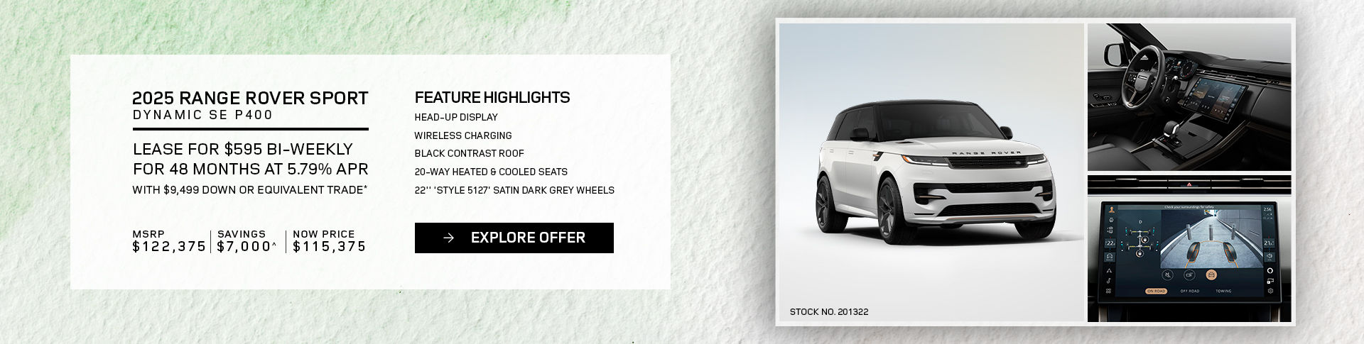 Lease a 2025 Range Rover Sport Dynamic SE P400 for $665 bi-weekly*