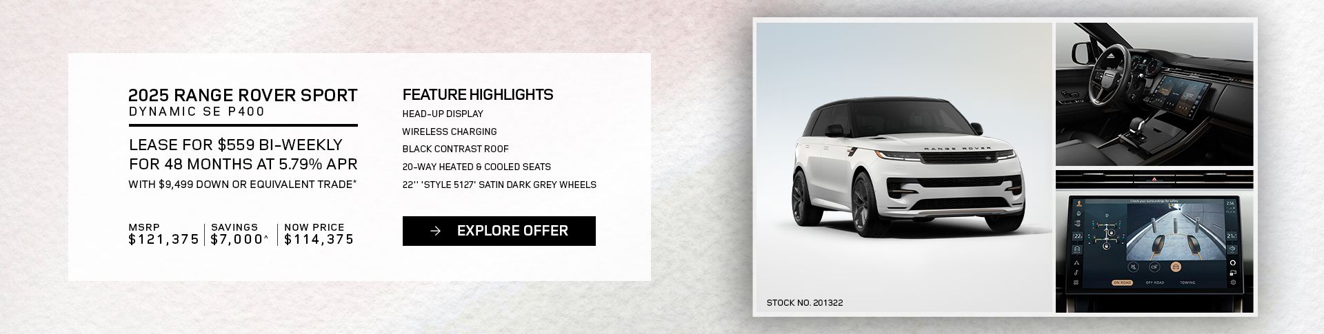 Lease a 2025 Range Rover Sport Dynamic SE P400 for $559 bi-weekly*