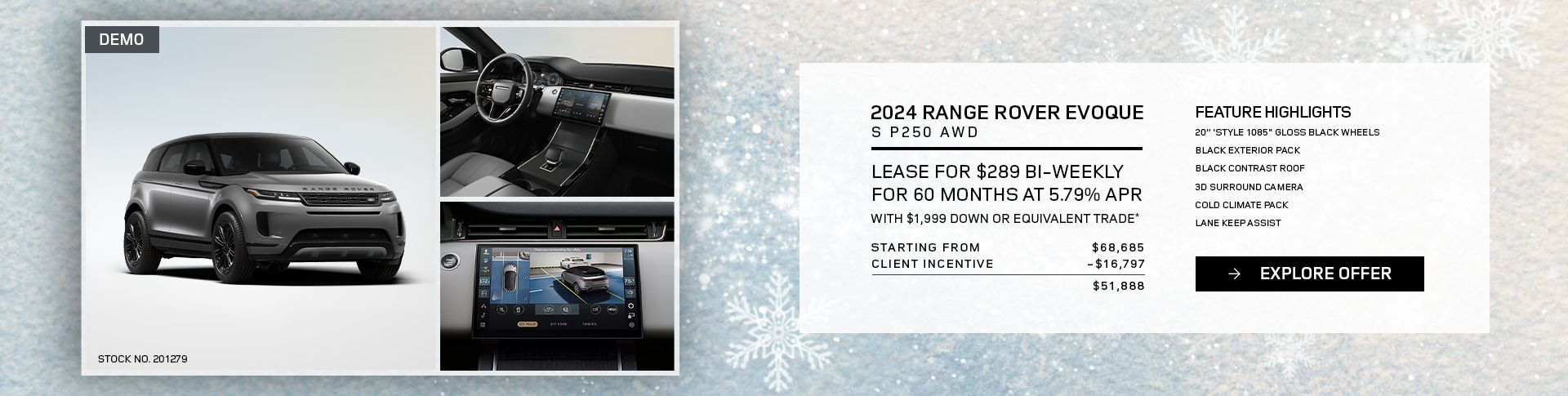 Lease a 2024 Range Rover Evoque S P250 AWD for $289 bi-weekly*