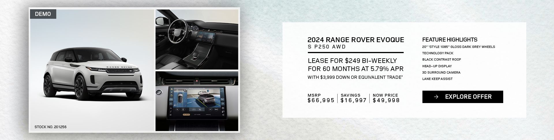 Lease a 2024 Range Rover Evoque S P250 AWD for $249 bi-weekly*