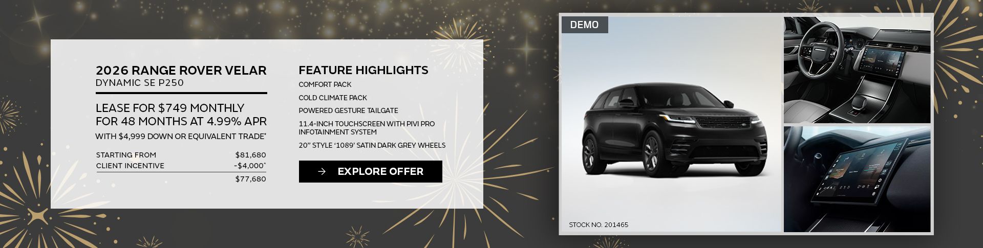 Lease a 2026 Range Rover Velar Dynamic SE P250 for $749 monthly*