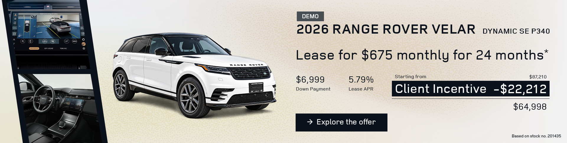 Lease a 2026 Range Rover Velar Dynamic SE P340 for $675 monthly*