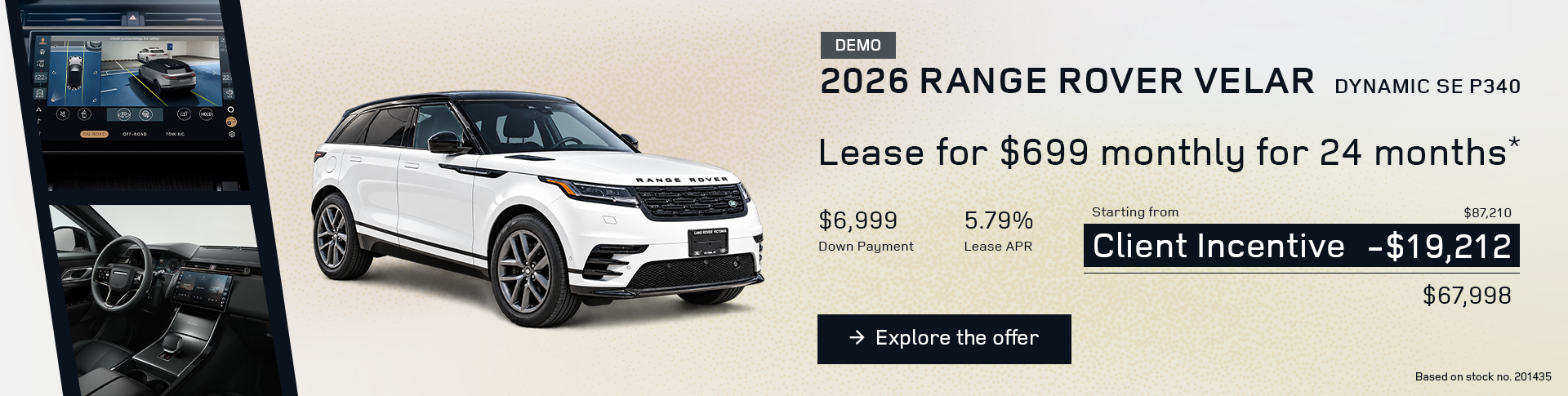 Lease a 2026 Range Rover Velar Dynamic SE P340 for $699 monthly*