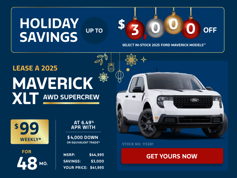Lease a 2025 Maverick XLT AWD SuperCrew for $99 weekly*