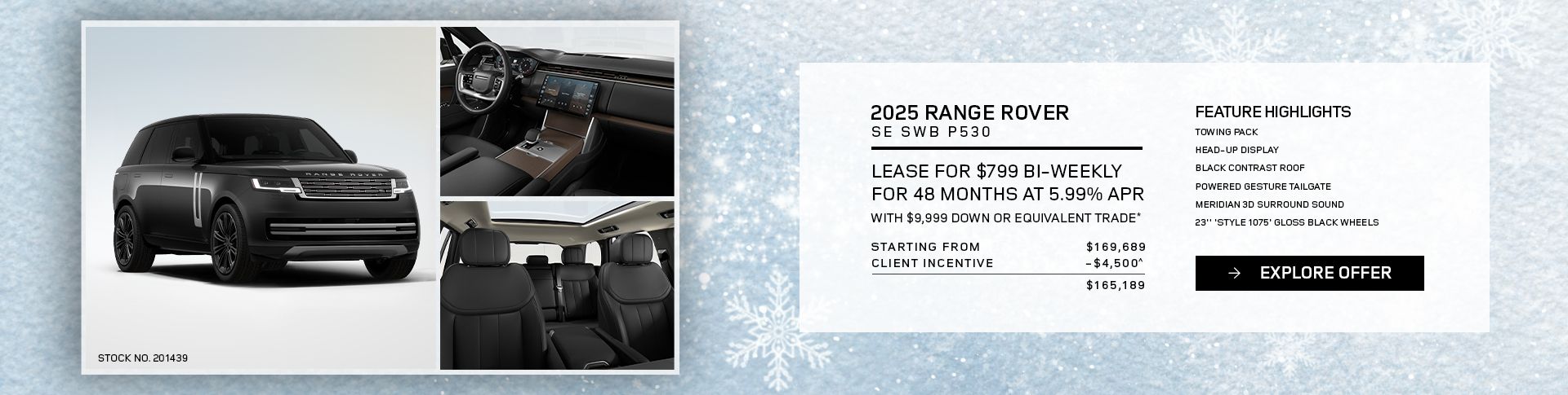 Lease a 2025 Range Rover SE SWB P530 for $799 bi-weekly*