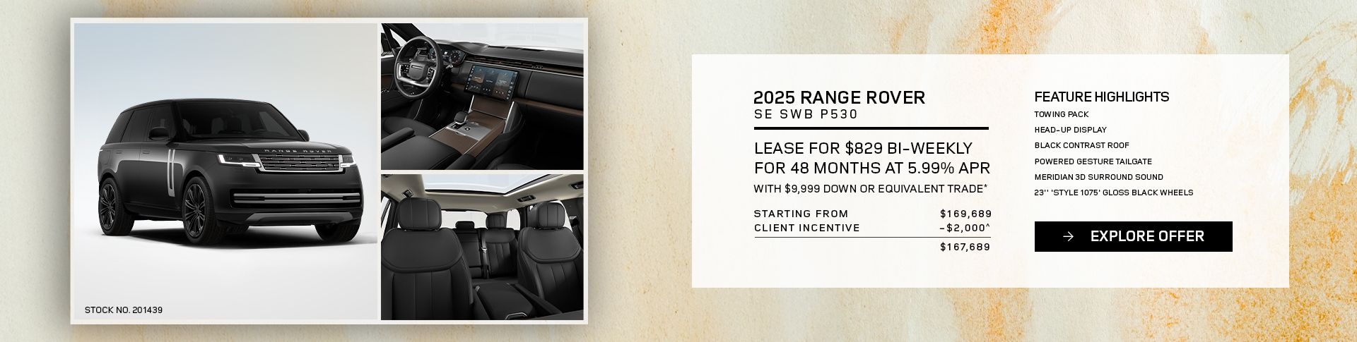 Lease a 2025 Range Rover SE SWB P530 for $829 bi-weekly*
