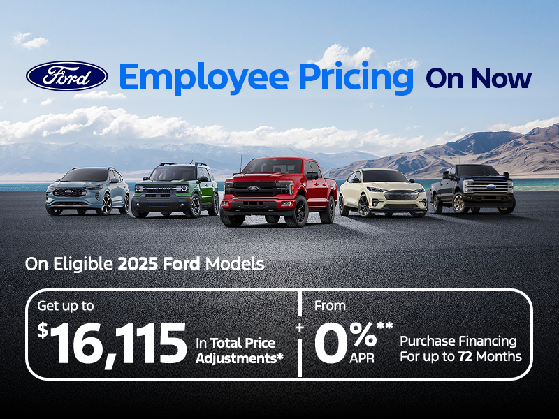 Get up to $16,115 in Total Ford Employee Price Adjustments*
