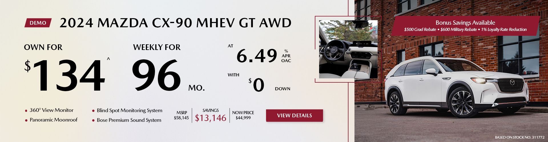 Own a 2024 Mazda CX-90 MHEV GT AWD for $134 per week*