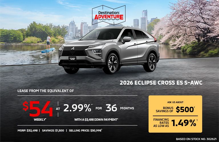 Lease a 2026 Mitsubishi Eclipse Cross ES S-AWC for as low as $54 weekly*