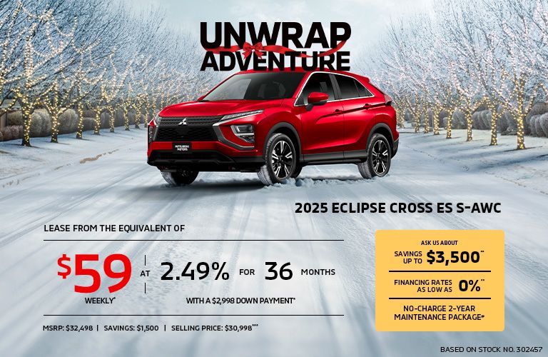 Lease a 2025 Mitsubishi Eclipse Cross ES S-AWC for as low as $59 weekly*