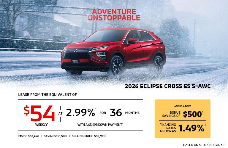 Lease a 2026 Mitsubishi Eclipse Cross ES S-AWC for as low as $54 weekly*
