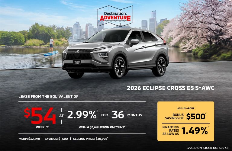 Lease a 2026 Mitsubishi Eclipse Cross ES S-AWC for as low as $54 weekly*