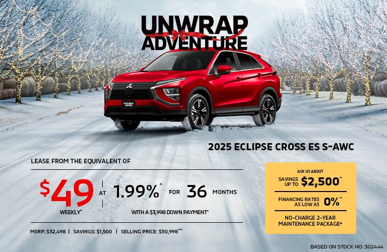 Lease a 2025 Mitsubishi Eclipse Cross ES S-AWC for as low as $49 weekly*