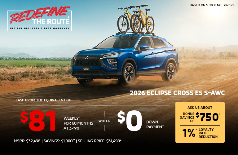Lease a 2026 Mitsubishi Eclipse Cross ES S-AWC for as low as $81 weekly*