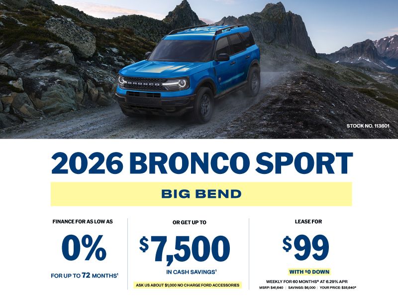 Lease a 2026 Bronco Sport Big Bend for $99 weekly*