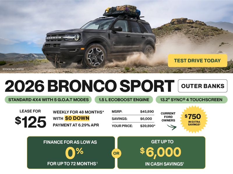 Lease a 2026 Bronco Sport Outer Banks for $125 weekly*