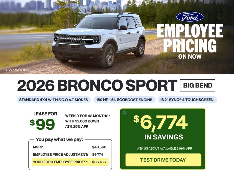 Lease a 2026 Bronco Sport Big Bend for $99 weekly*