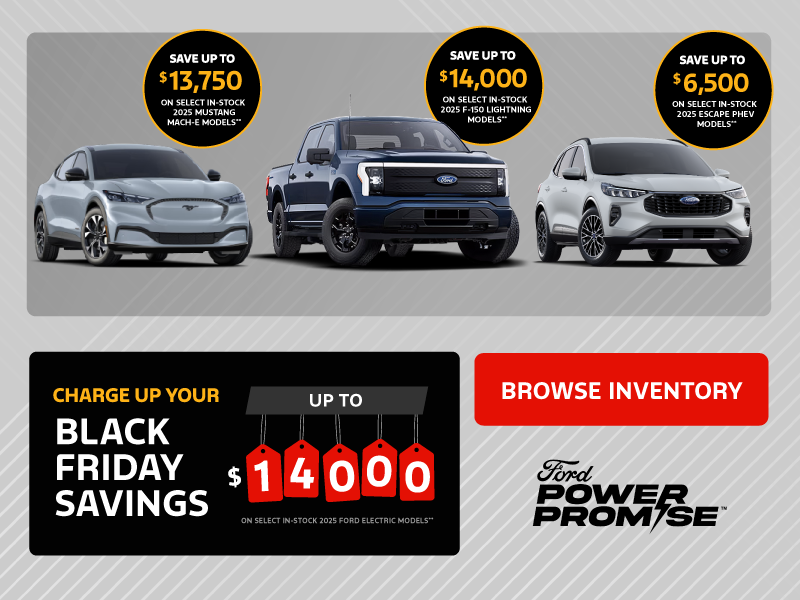 Save up to $14,000 on select in-stock 2025 Ford electric models*