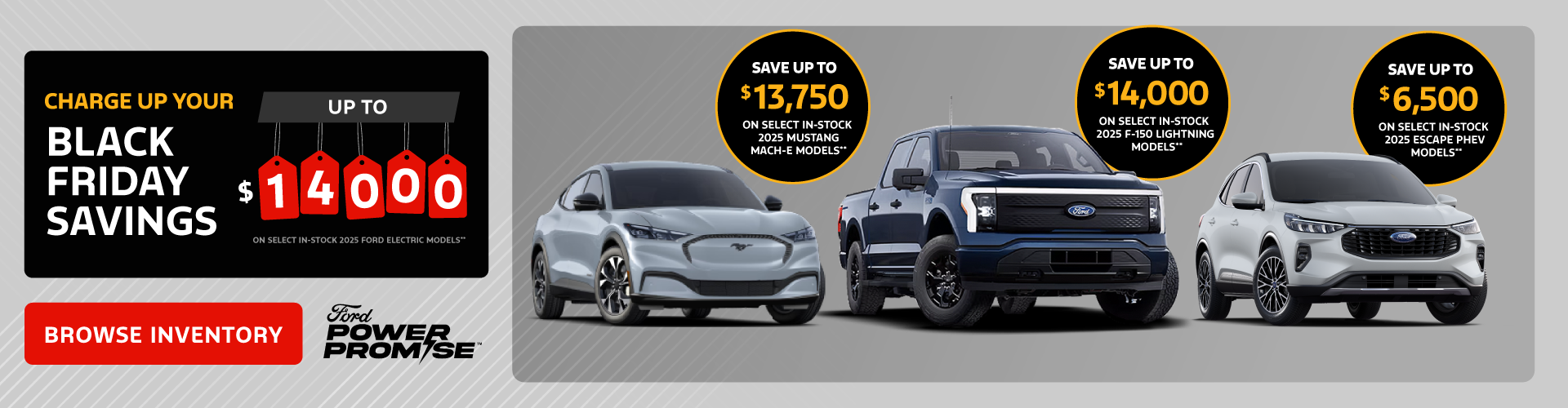 Save up to $14,000 on select in-stock 2025 Ford electric models*