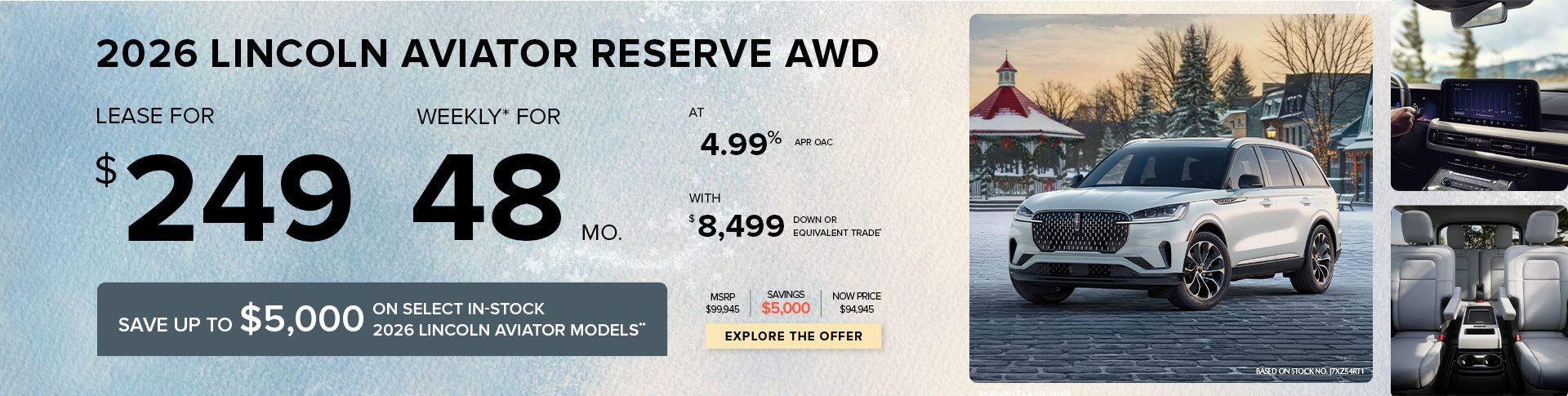 Lease a 2026 Lincoln Aviator Reserve AWD for $249 weekly*