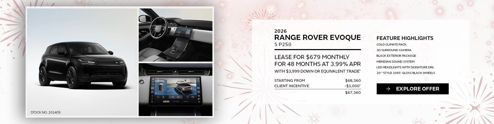 Lease a 2026 Range Rover Evoque S P250 AWD for $679 monthly*