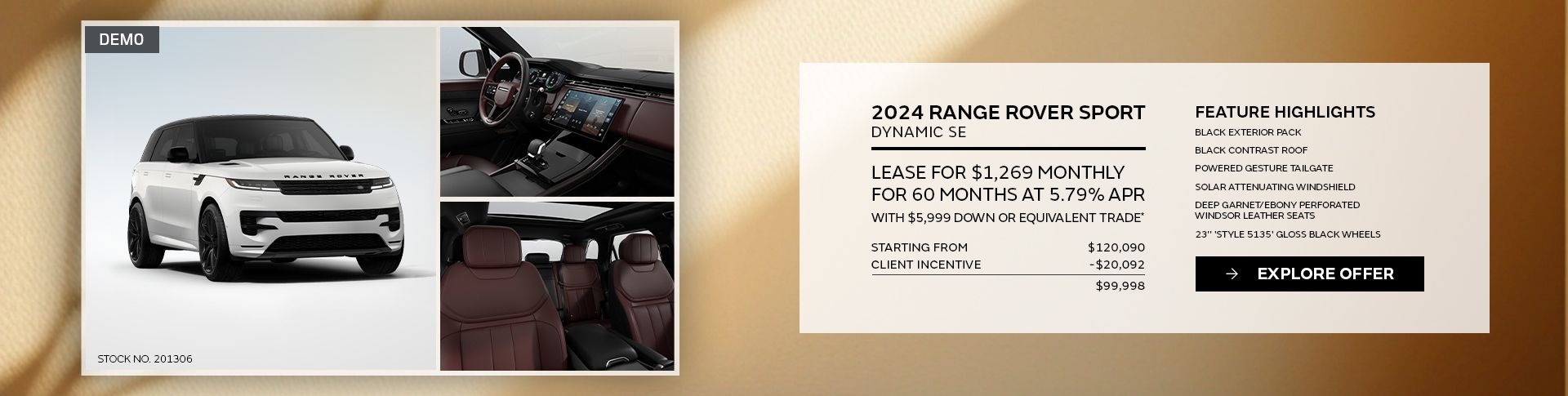 Lease a 2024 Range Rover Sport Dynamic SE P400 for $1,269 monthly*