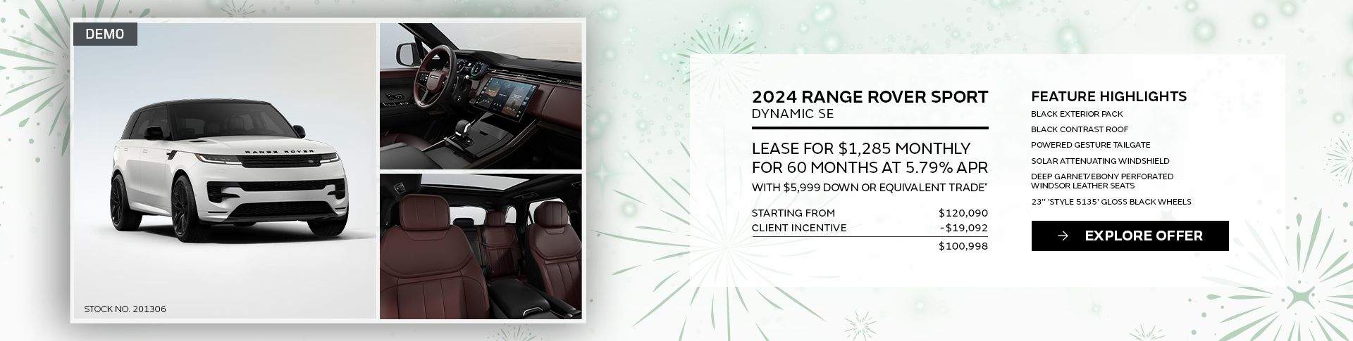 Lease a 2024 Range Rover Sport Dynamic SE P400 for $1,285 monthly*