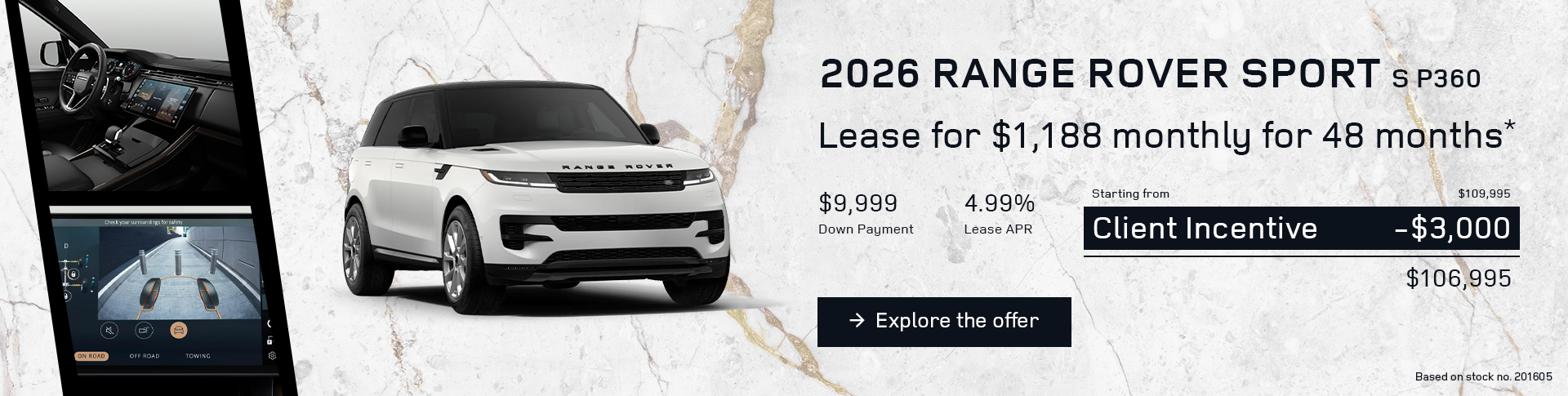 Lease a 2026 Range Rover Sport S P360 for $1,188 monthly*