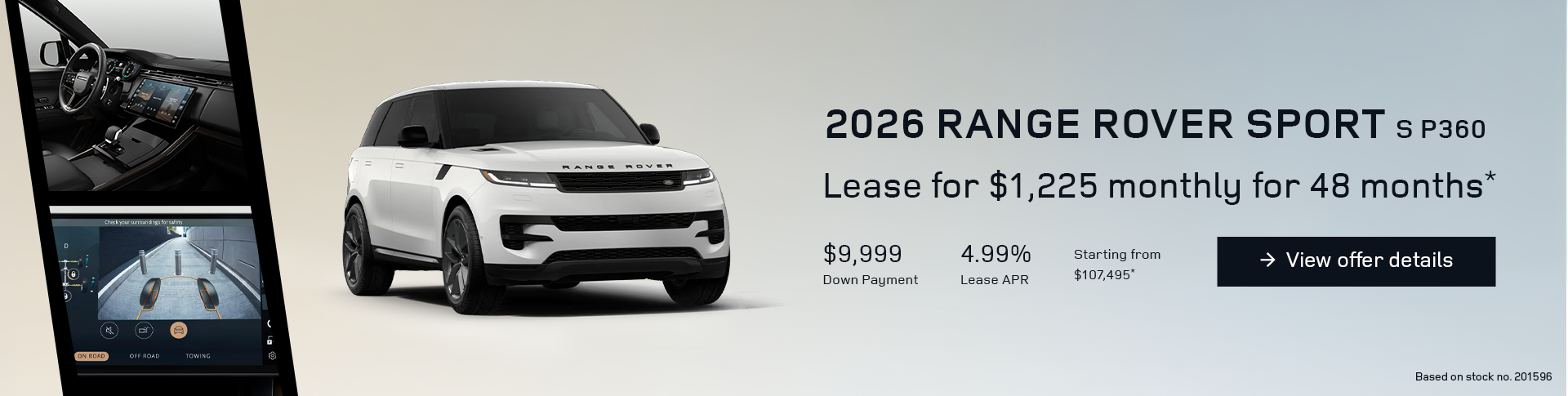 Lease a 2026 Range Rover Sport S P360 for $1,225 monthly*