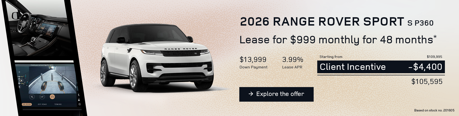 Lease a 2026 Range Rover Sport S P360 for $999 monthly*
