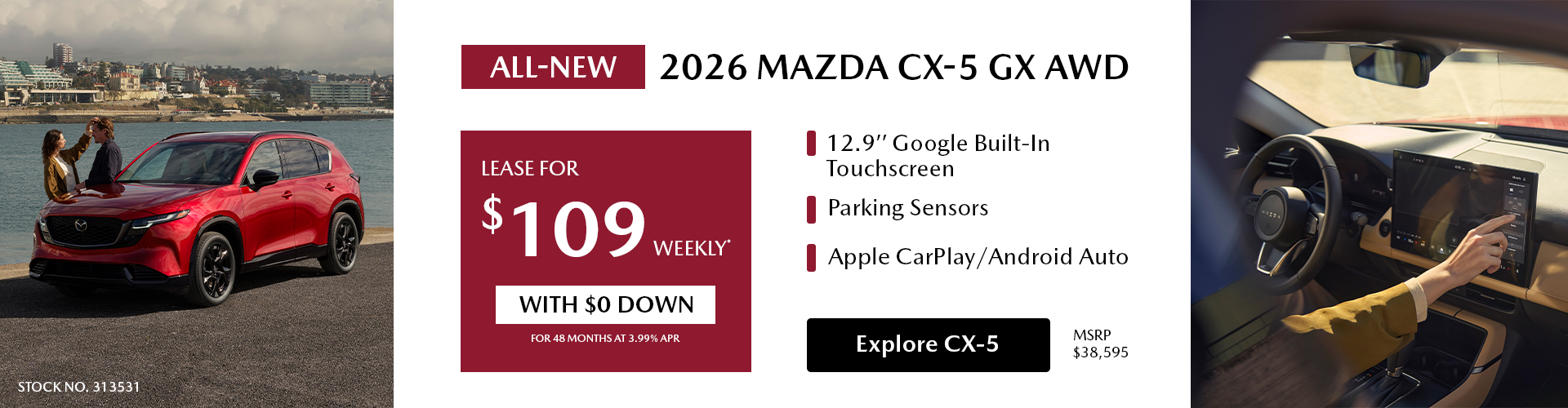 Lease a 2026 Mazda CX-5 GX AWD for $109 per week*